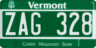 VT license plate ZAG328