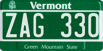 VT license plate ZAG330
