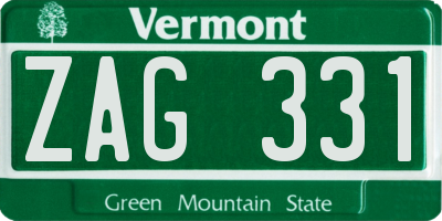 VT license plate ZAG331