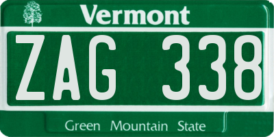VT license plate ZAG338