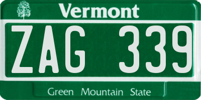 VT license plate ZAG339