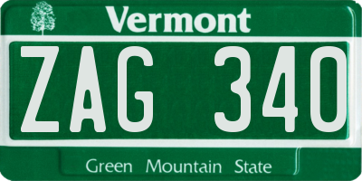 VT license plate ZAG340