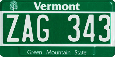 VT license plate ZAG343
