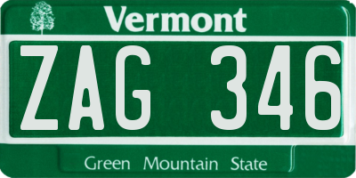 VT license plate ZAG346