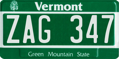 VT license plate ZAG347