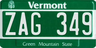 VT license plate ZAG349