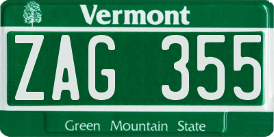 VT license plate ZAG355