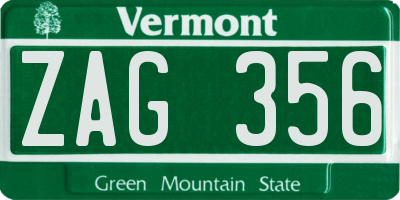 VT license plate ZAG356