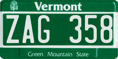 VT license plate ZAG358