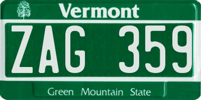 VT license plate ZAG359
