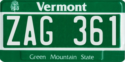 VT license plate ZAG361