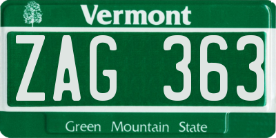 VT license plate ZAG363