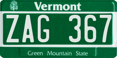 VT license plate ZAG367