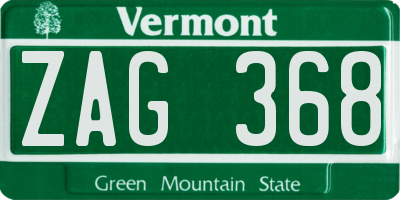 VT license plate ZAG368