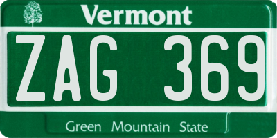 VT license plate ZAG369