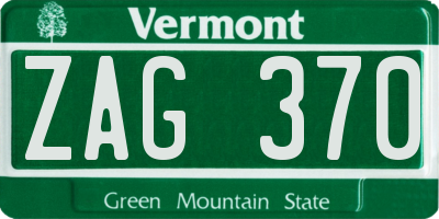VT license plate ZAG370
