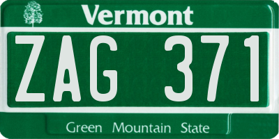 VT license plate ZAG371