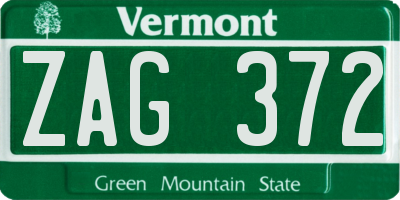 VT license plate ZAG372
