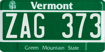 VT license plate ZAG373