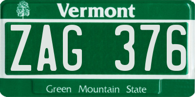 VT license plate ZAG376