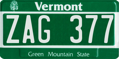 VT license plate ZAG377