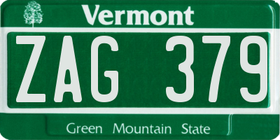 VT license plate ZAG379