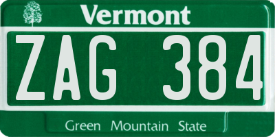 VT license plate ZAG384