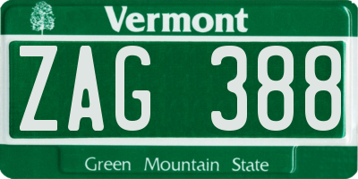 VT license plate ZAG388