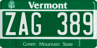 VT license plate ZAG389