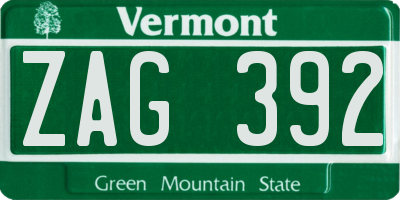 VT license plate ZAG392