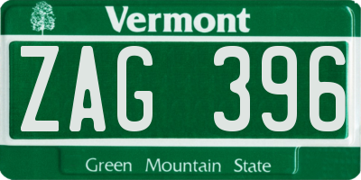 VT license plate ZAG396
