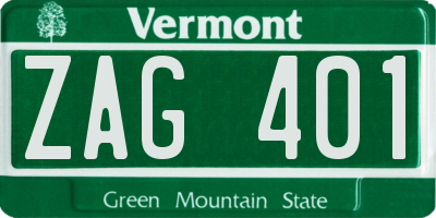 VT license plate ZAG401
