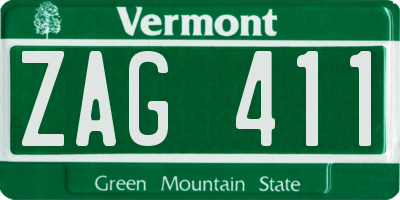 VT license plate ZAG411