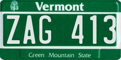 VT license plate ZAG413