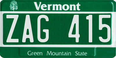 VT license plate ZAG415