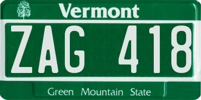 VT license plate ZAG418