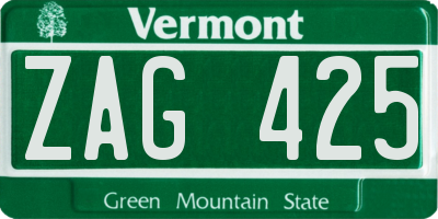 VT license plate ZAG425