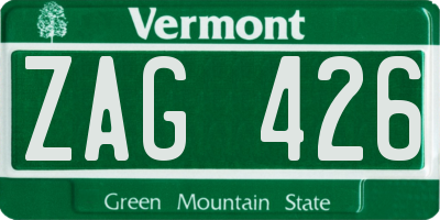 VT license plate ZAG426