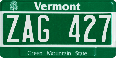 VT license plate ZAG427