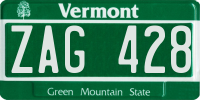 VT license plate ZAG428