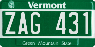 VT license plate ZAG431