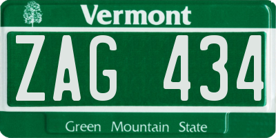 VT license plate ZAG434