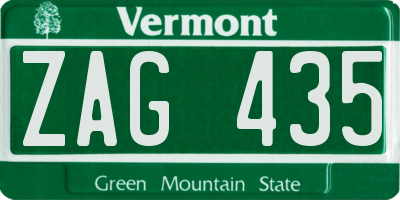 VT license plate ZAG435