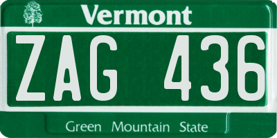 VT license plate ZAG436