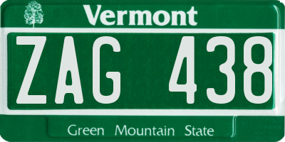 VT license plate ZAG438