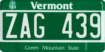 VT license plate ZAG439