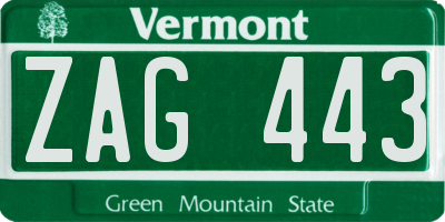 VT license plate ZAG443