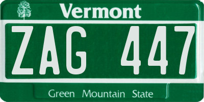 VT license plate ZAG447