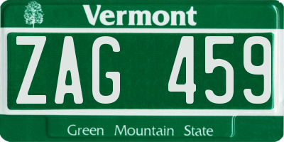 VT license plate ZAG459