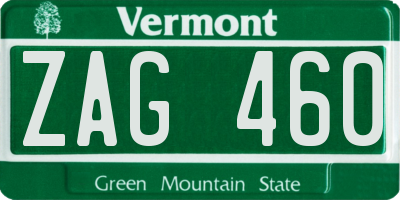 VT license plate ZAG460